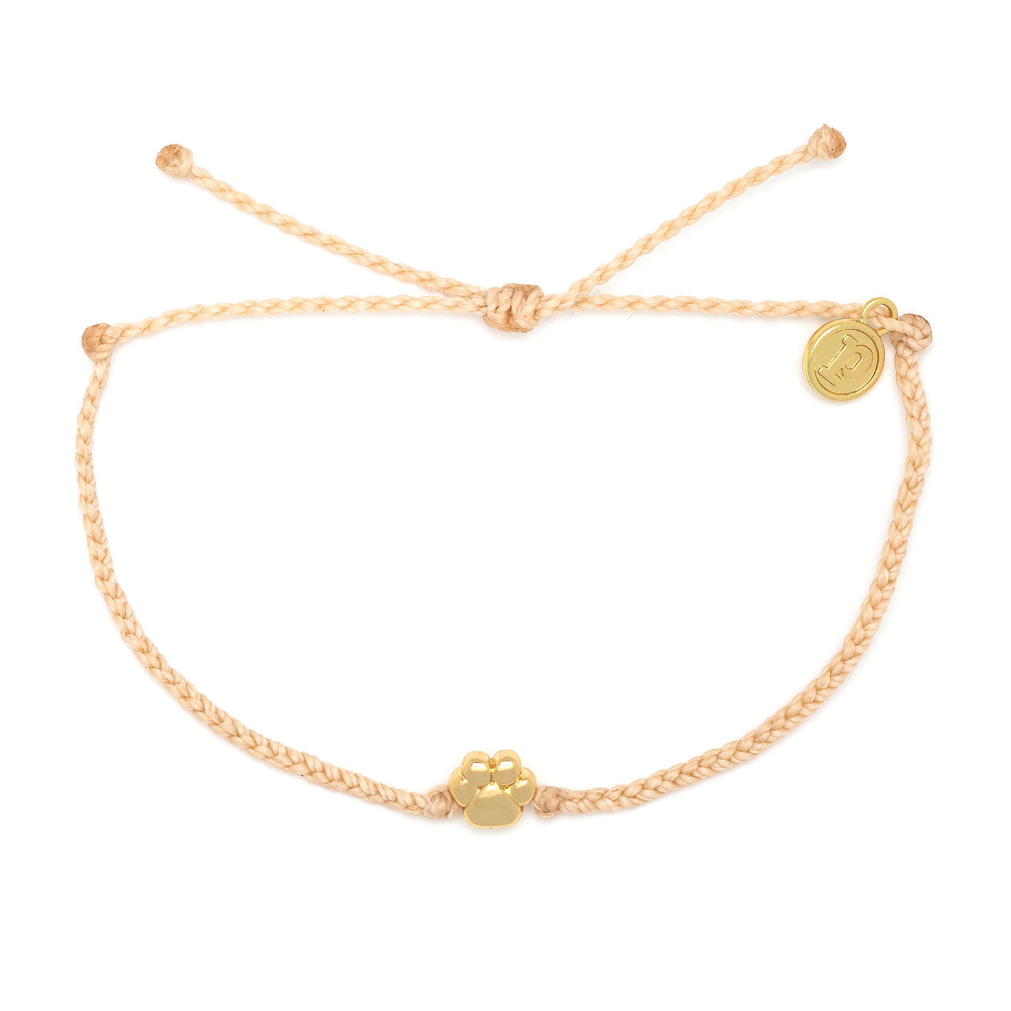 Pura Vida Paw Print Charm Tan Mini Braided Bracelet  image number 1
