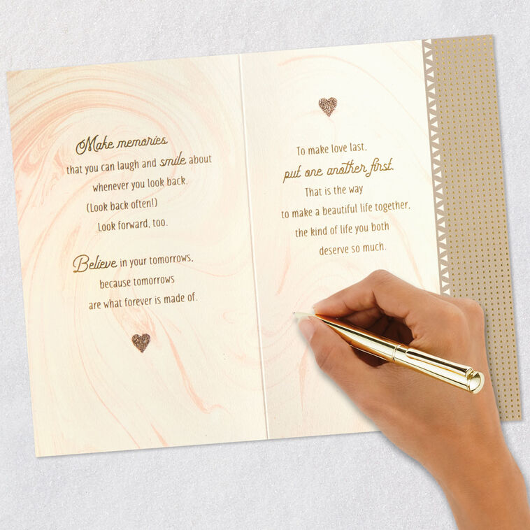 Sparkly Gold Wedding Cake With Heart Wedding Card Signing card image number 8