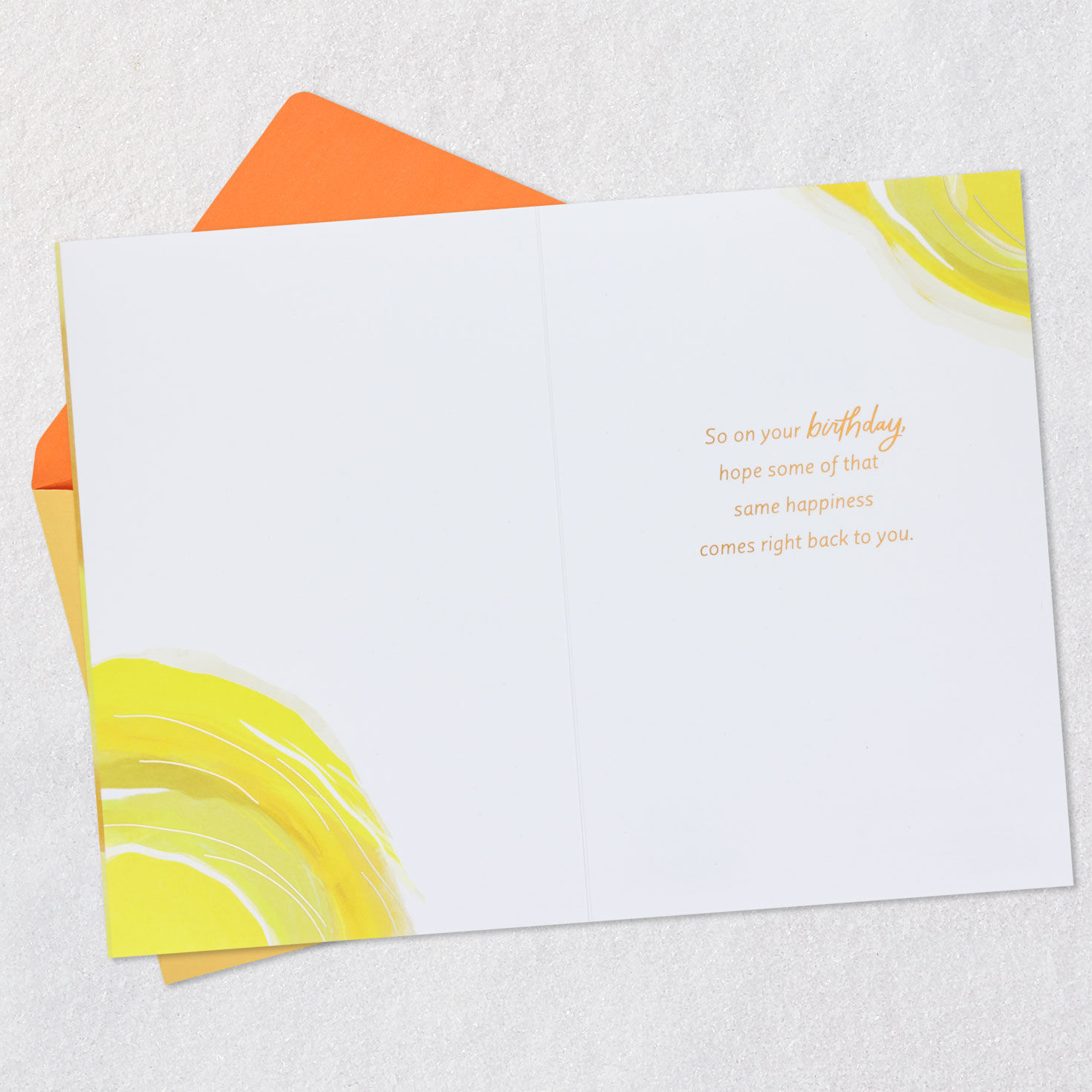 Sunny Yellow Abstract Birthday Card Open card with envelope image number 3
