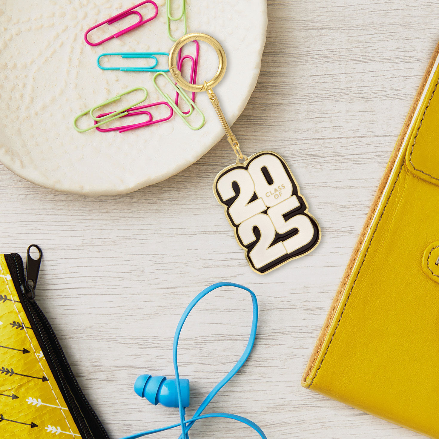 Class of 2025 Enameled Metal Key Ring in use image number 5