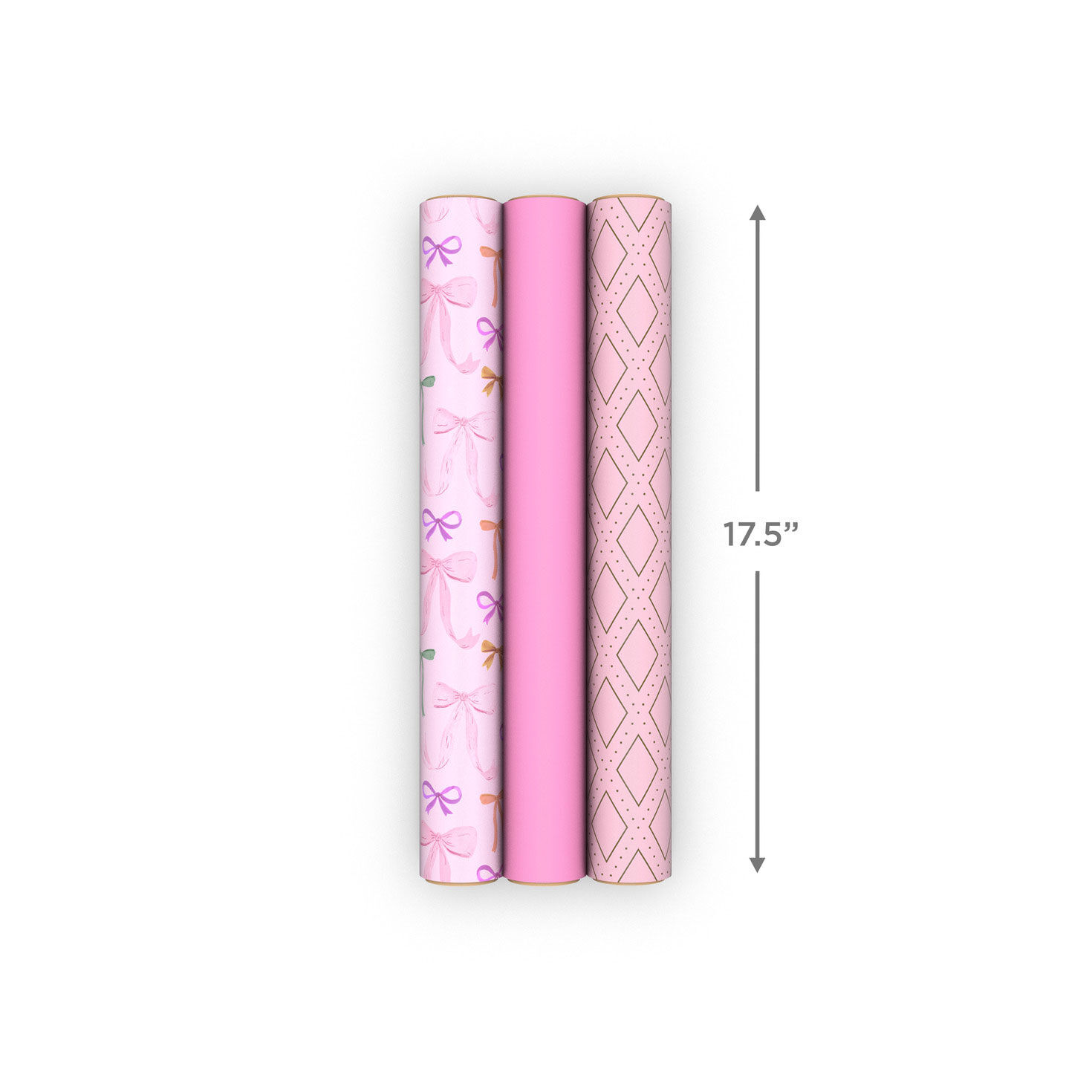 Solid Pink Bows and Diamonds Mini Gift Wrap Rolls  image number 9