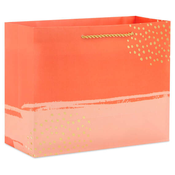 7.7" Orange and Coral Medium Horizontal Gift Bag