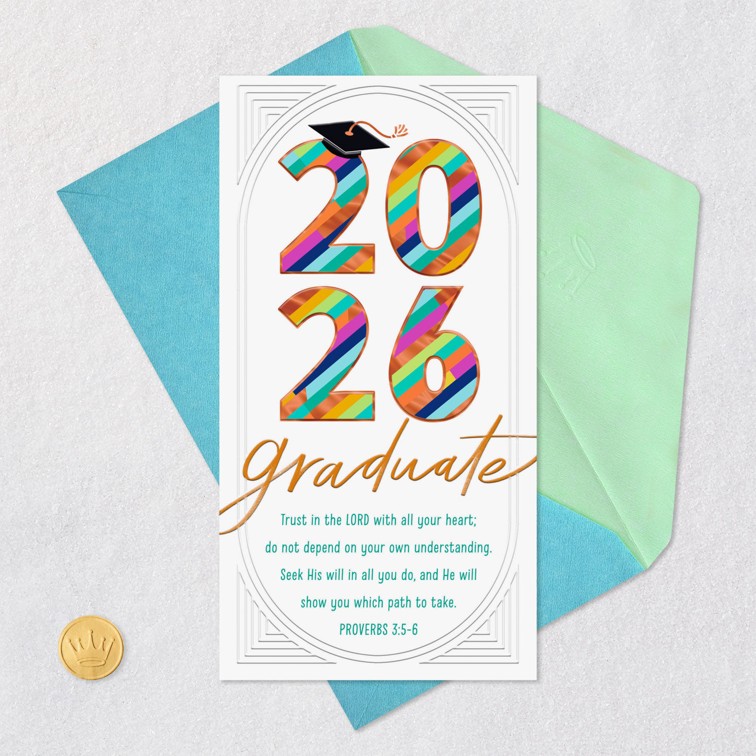 Cap on Colorful 2026 Graduation Money Holder Card Front with Envelope and Gold Seal image number 7