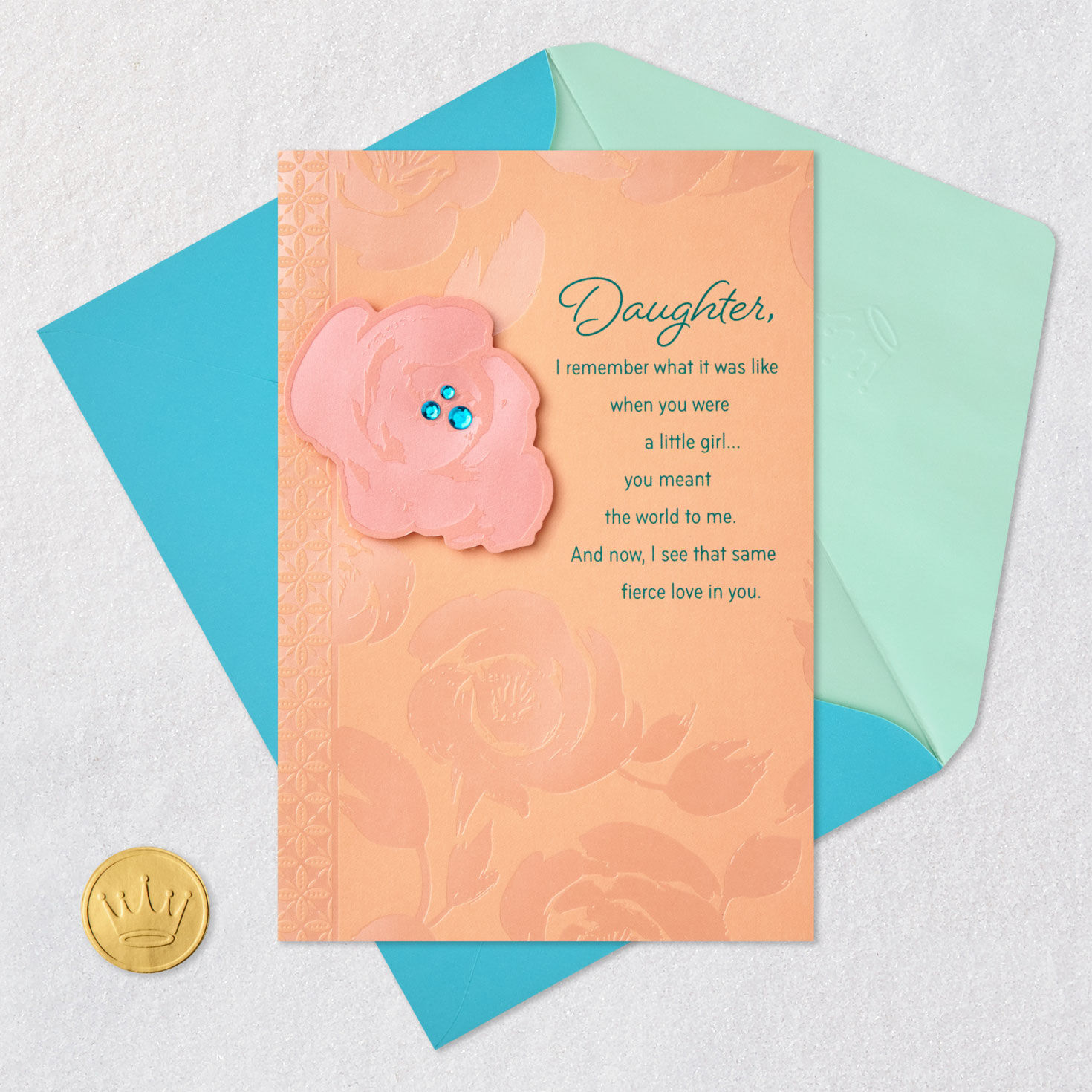 Flower Pattern Daughter Mother's Day Card Card Front with Envelope and Gold Seal image number 6