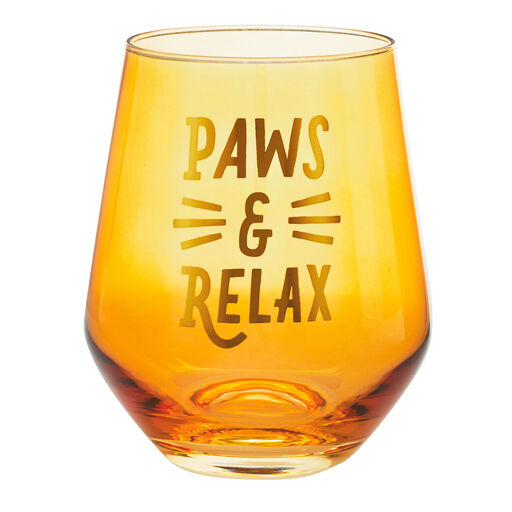 Paws & Relax Stemless Wine Glass, 14 oz., 