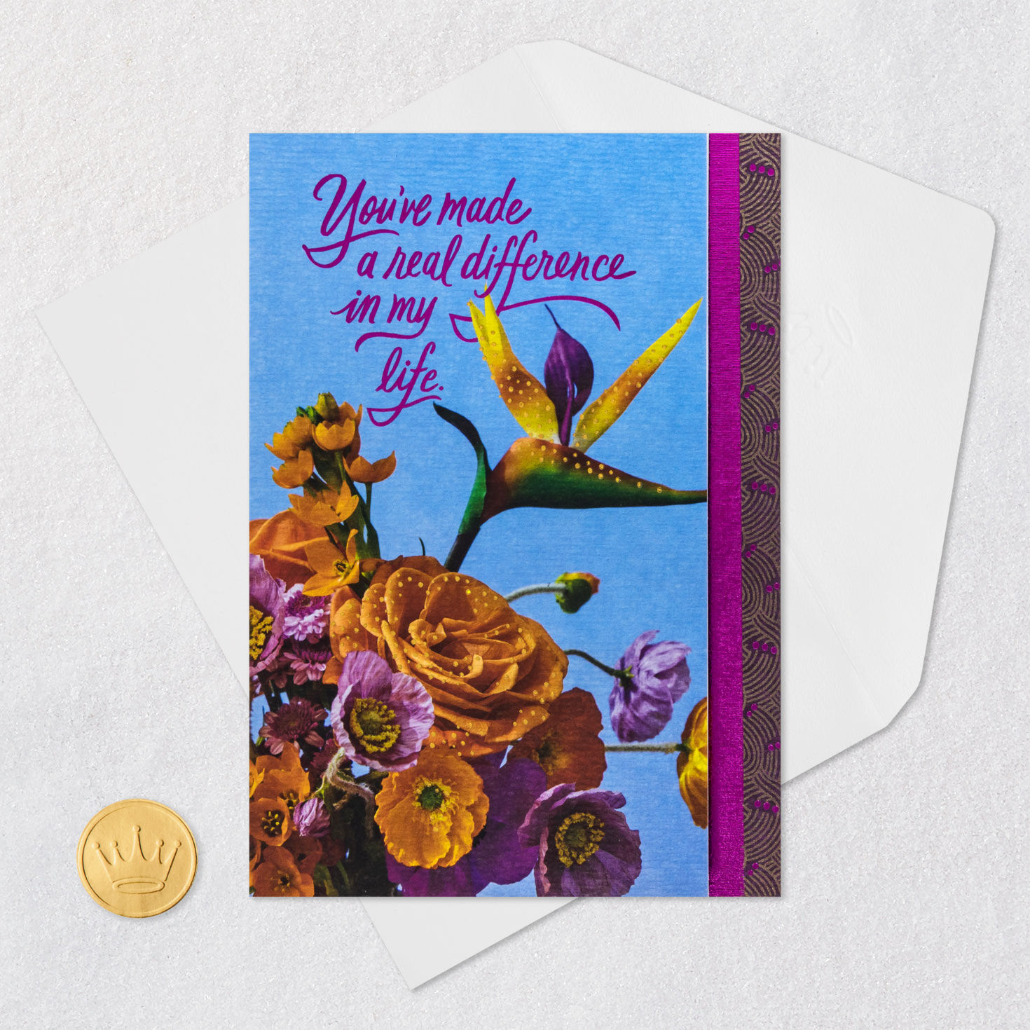Tropical Flowers Like a Mom Mother's Day Card Card Front with Envelope and Gold Seal image number 6