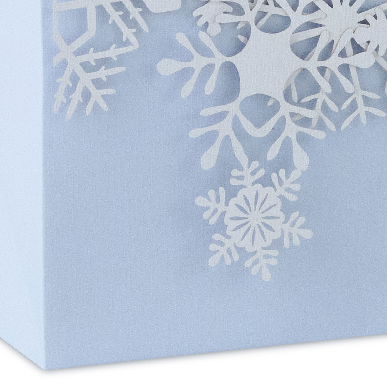 White Snowflakes Square Holiday Gift Bag with Tissue upclose view image number 5