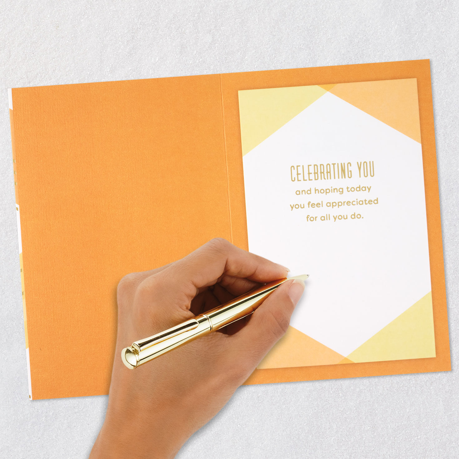 Orange, Yellow and Gold Plaid Boss's Day Card Signing card image number 7