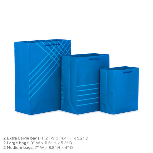 Royal Blue Assorted Sizes 6-Pack Gift Bags, 