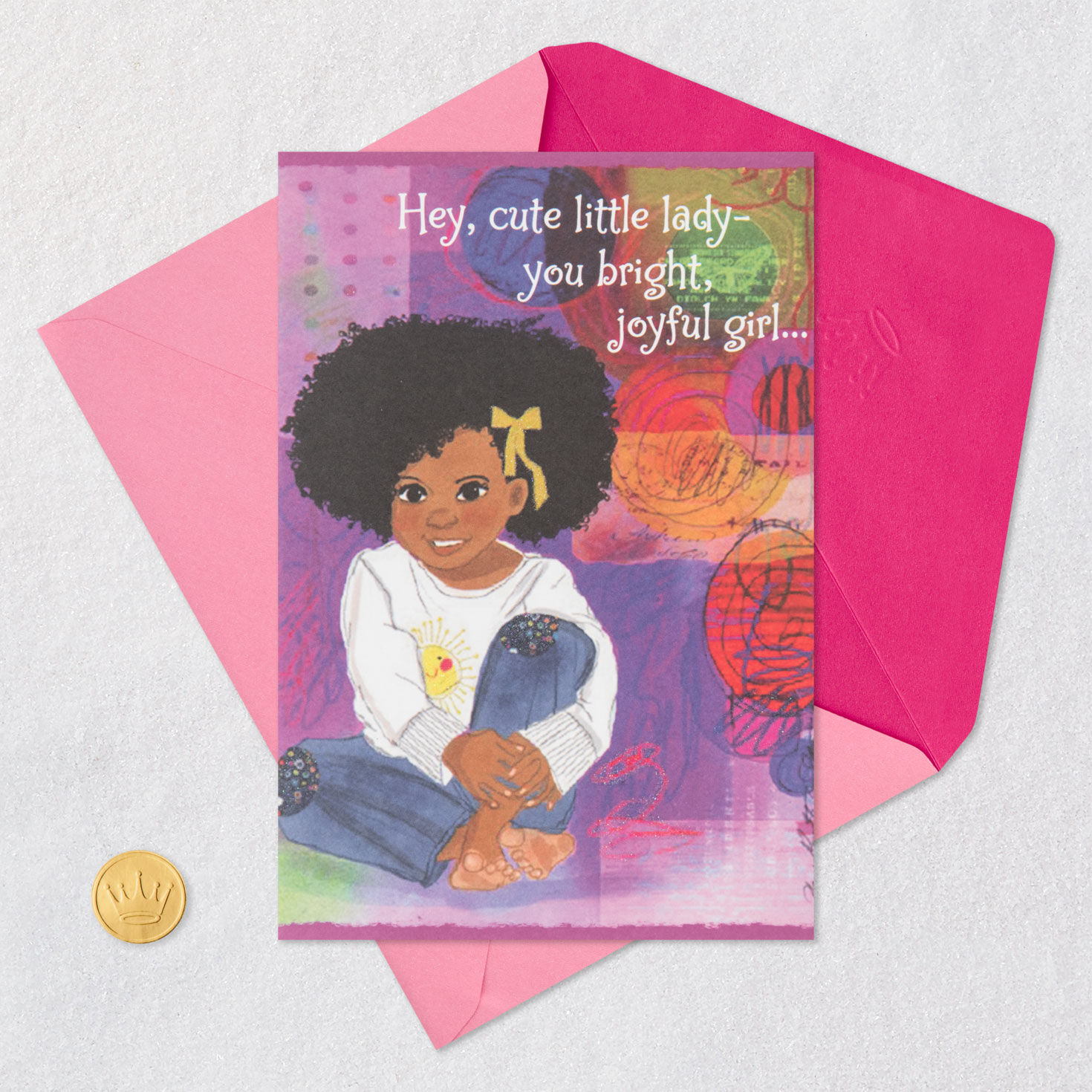 Illustrated Little Girl Birthday Card Open card with envelope image number 5