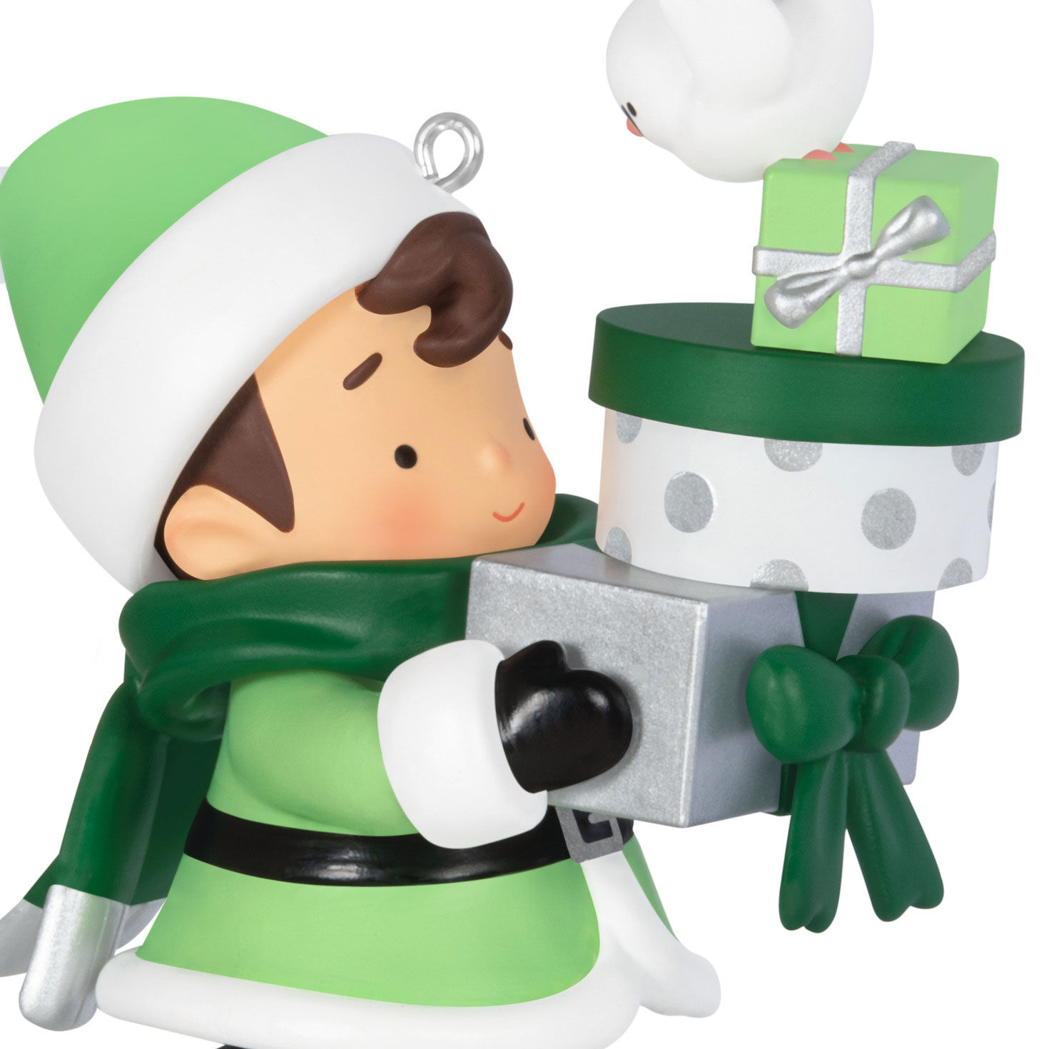 Young Santa With Gifts Keepsake Ornament closeup view image number 5