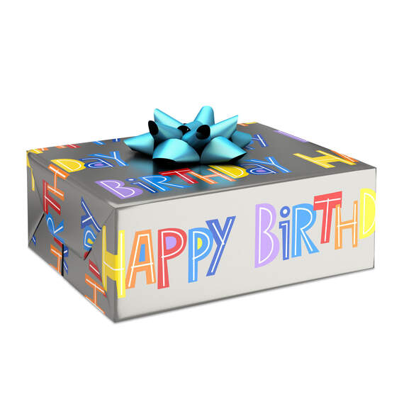 Happy Birthday on Silver Wrapping Paper Roll, 20 sq. ft., , large image number 2