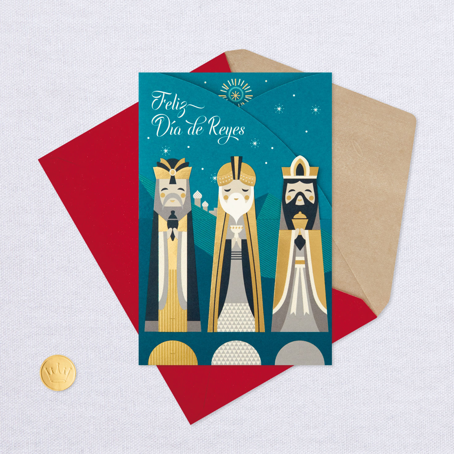 Joy, Hope, Peace Spanish-Language Three Kings Day Card With Magi Decorations, , large image number 6