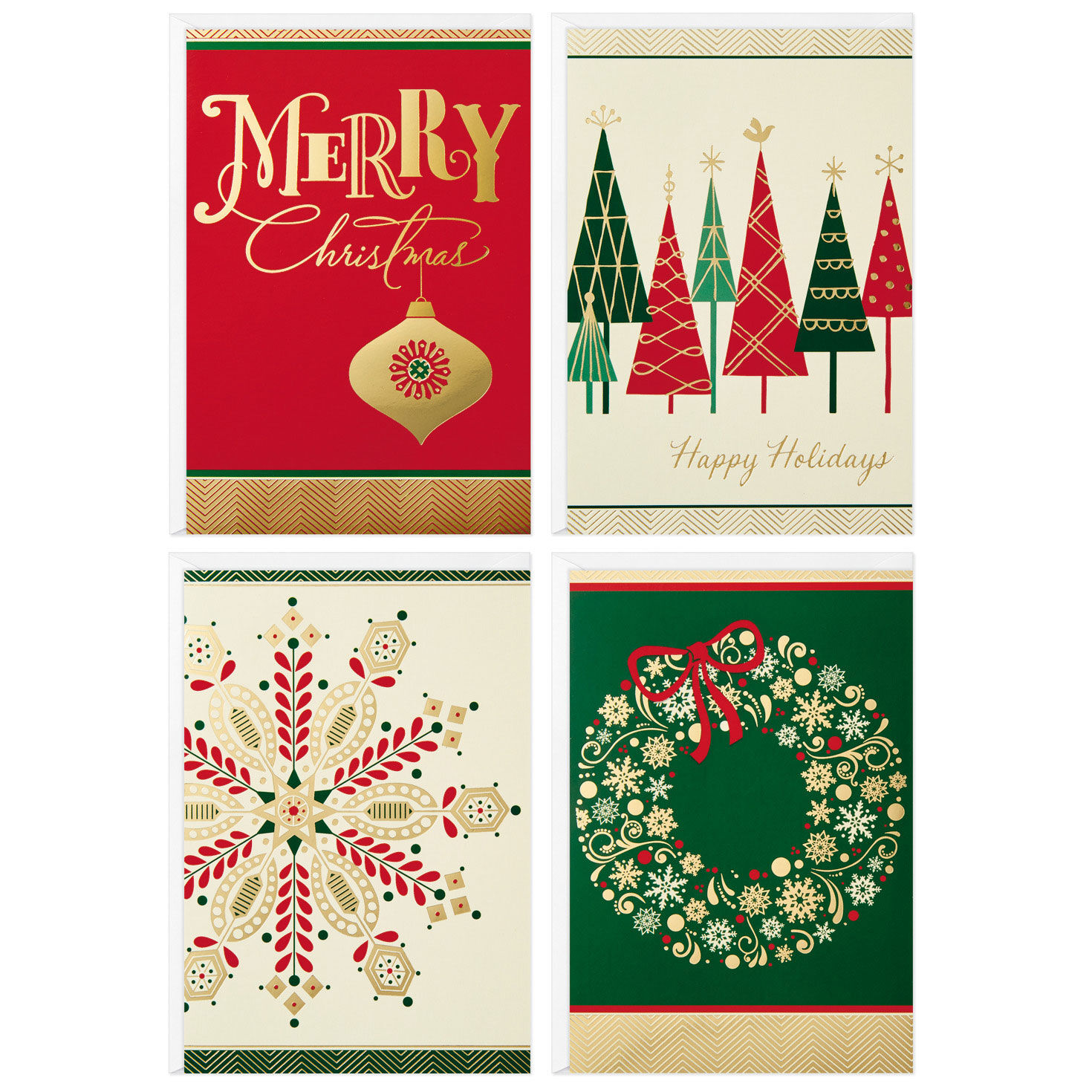 Elegant Geometrics Assorted Christmas Cards, Box of 24
