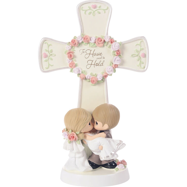 Wedding Couple in Front of Cross Figurine  image number 1