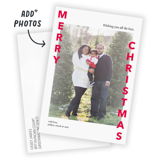 Simple Red and White Flat Christmas Photo Card, 