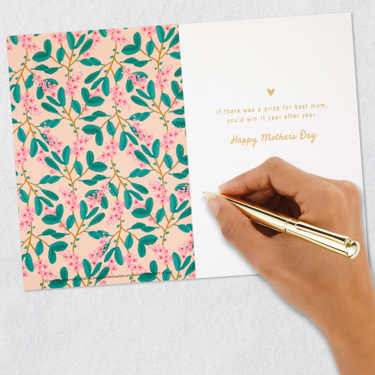 Best Mom Ever Floral Mothers Day Card and Ornament signing card image number 7