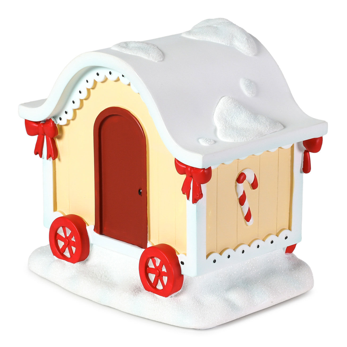 Snowman Village Hot Cocoa Cart Decoration back image number 2