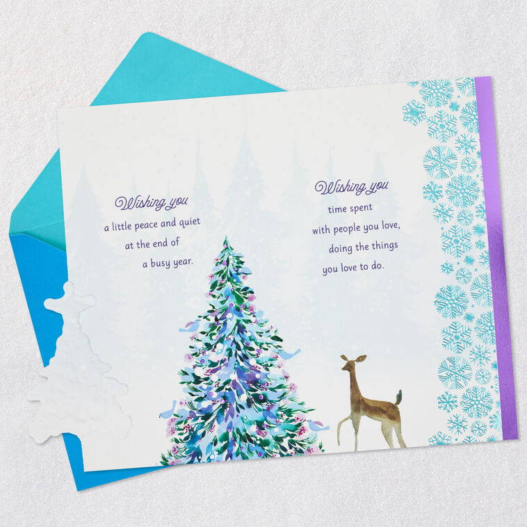 Elegant Tree and Snowflakes Daughter Christmas Card Open card with envelope image number 4