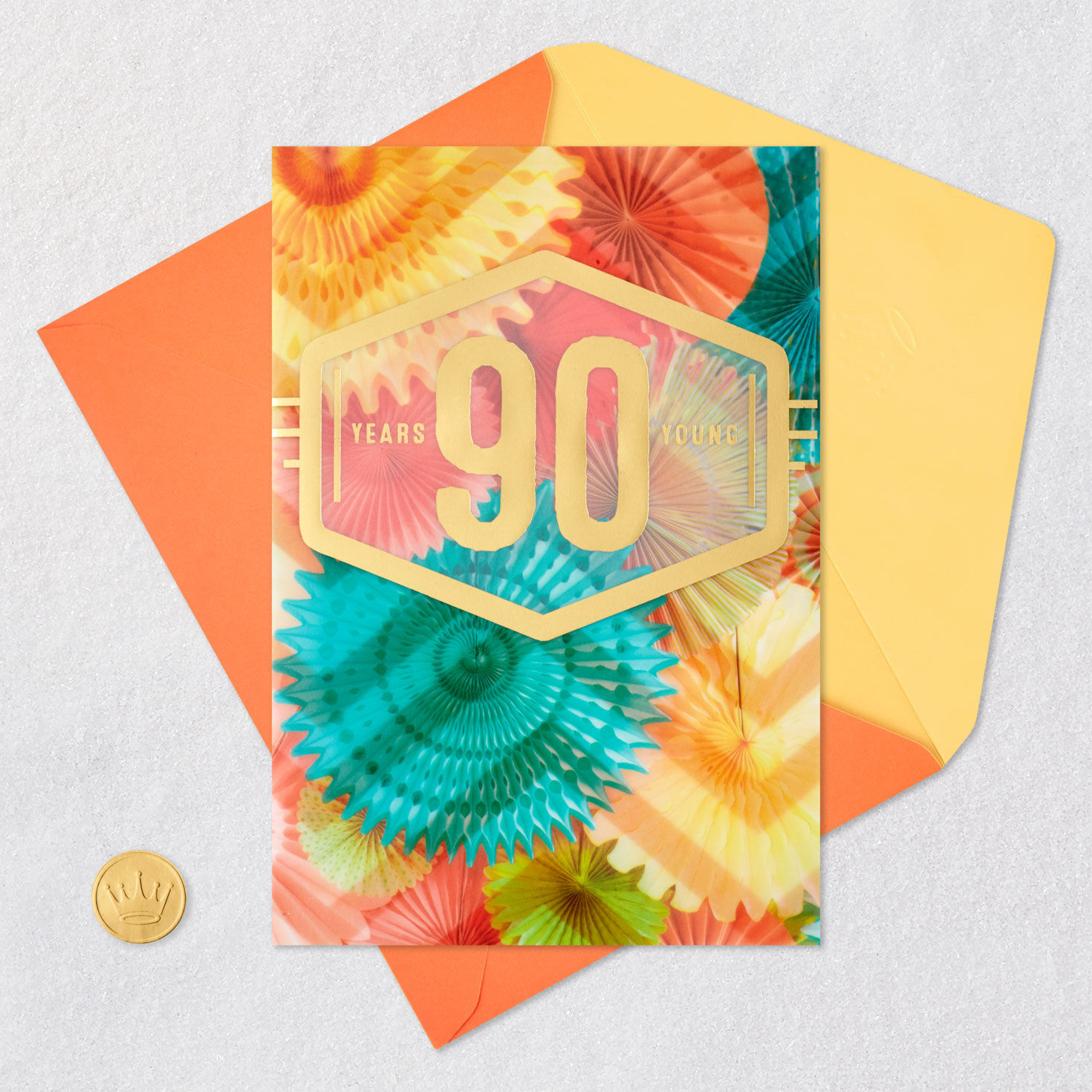Party D&eacute;cor 90th Birthday Card Card Front with Envelope and Gold Seal image number 5