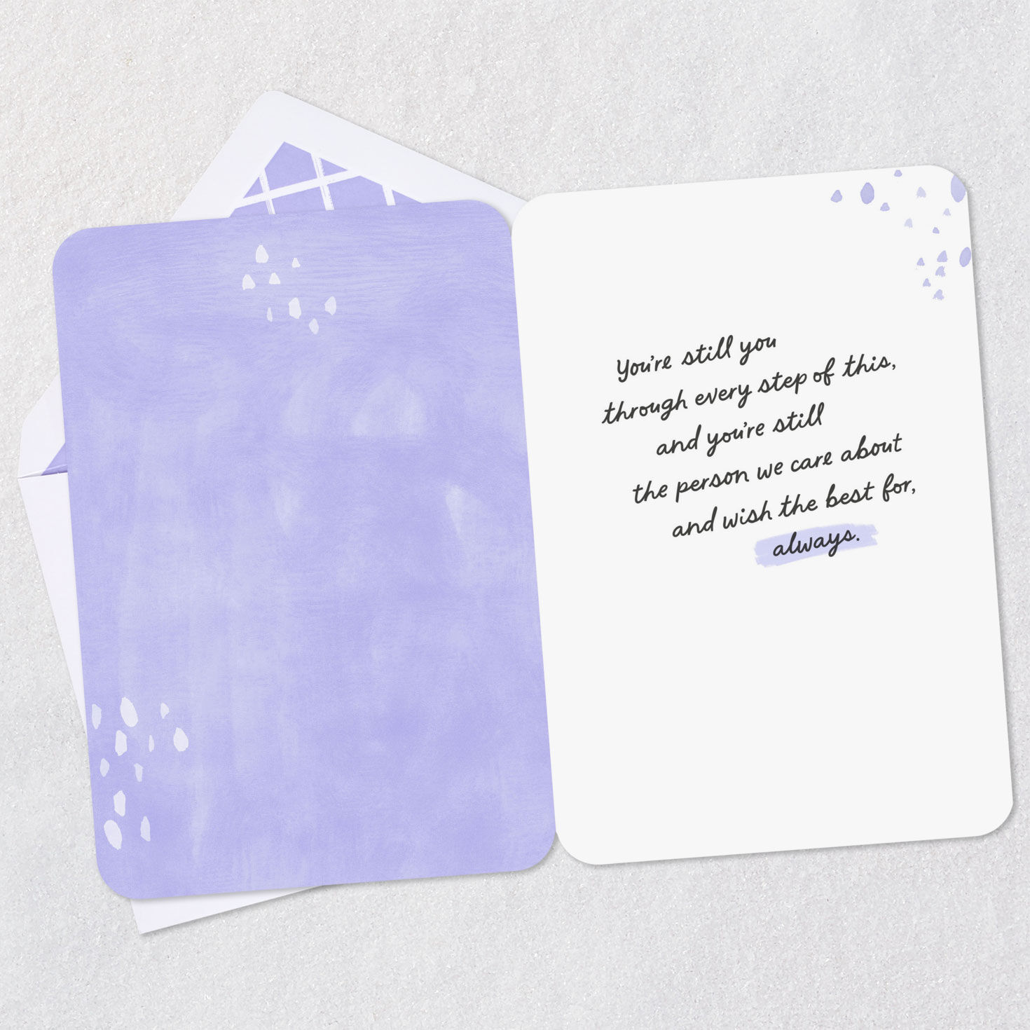 Purple and White Encouragement Card for Serious Illness Open card with envelope image number 3
