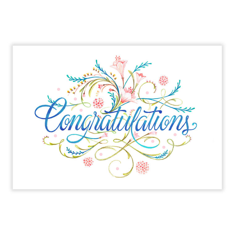 Floral Script Blank Congratulations eCard - eCards | Hallmark