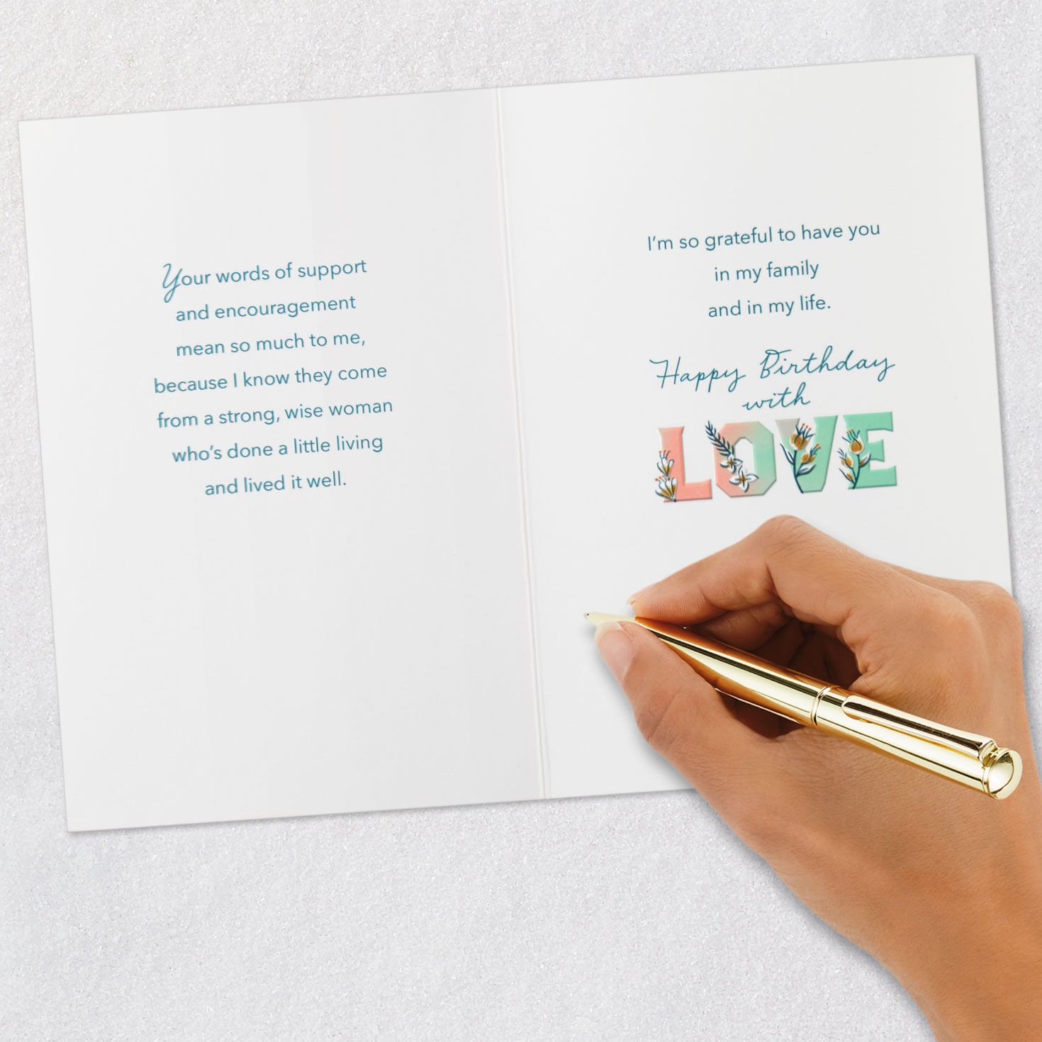 Botanical Birthday Card for Aunt Signing card image number 7