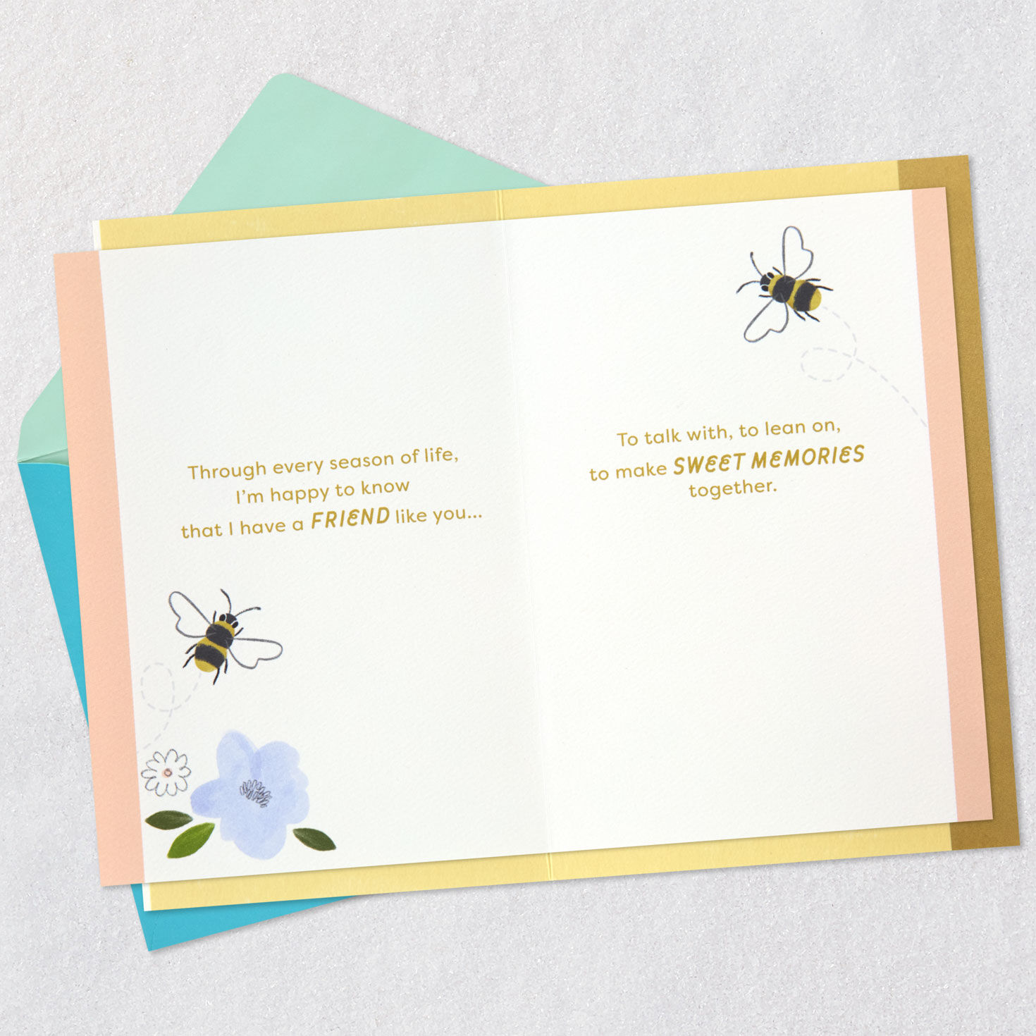 Bees and Flowers Friendship Card for Her Open card with envelope image number 4