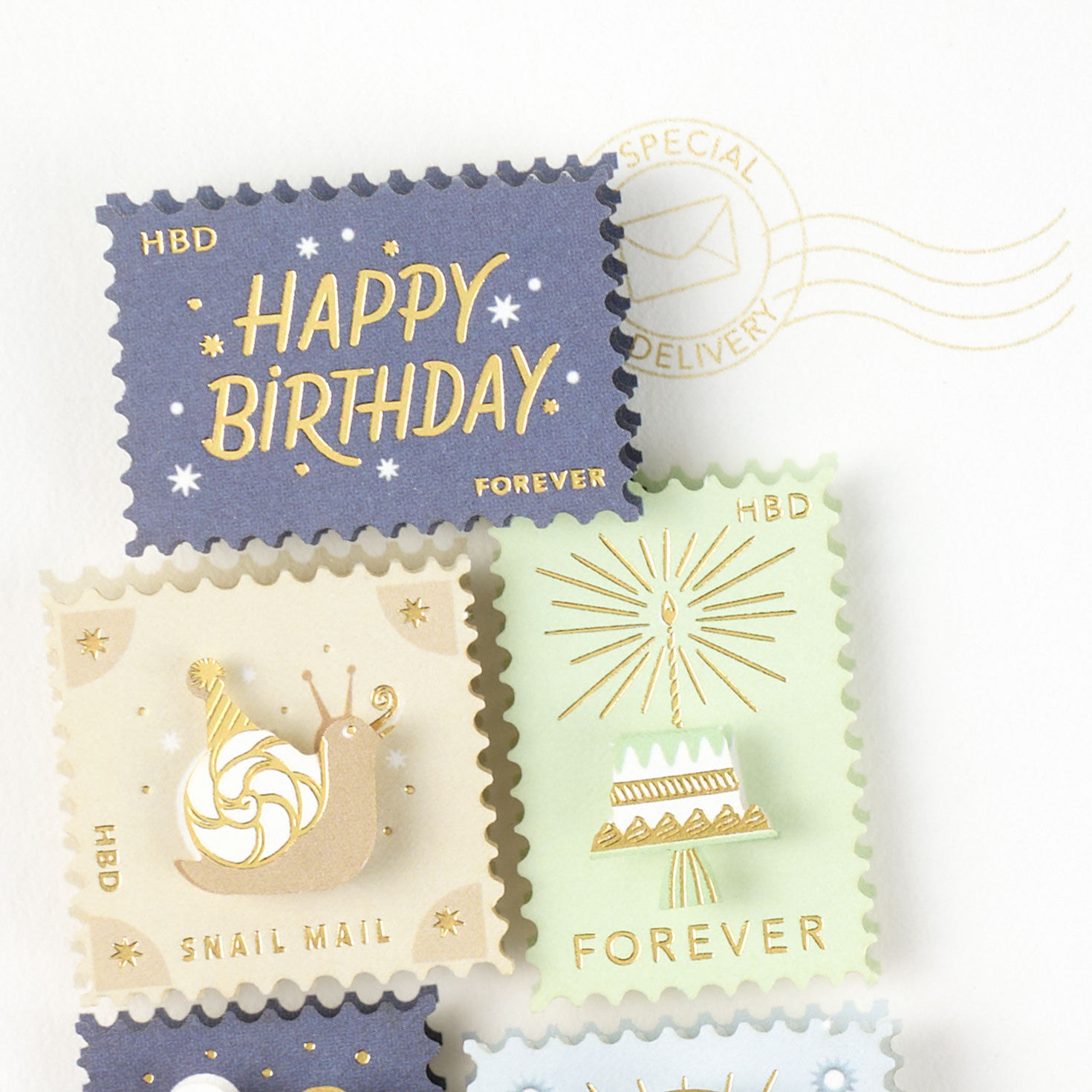 Pastel Postage Stamps Birthday Card Card Front Detail image number 4
