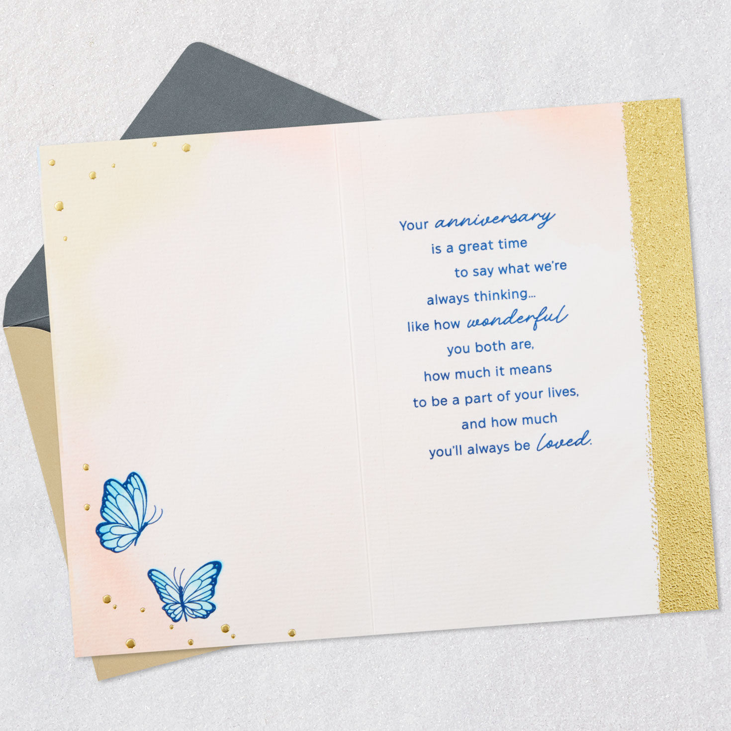 Butterflies Anniversary Card for Couple in Family Open card with envelope image number 3