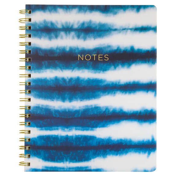 Blue Shibori Stripes Tie-Dye Spiral Notebook, , large image number 1