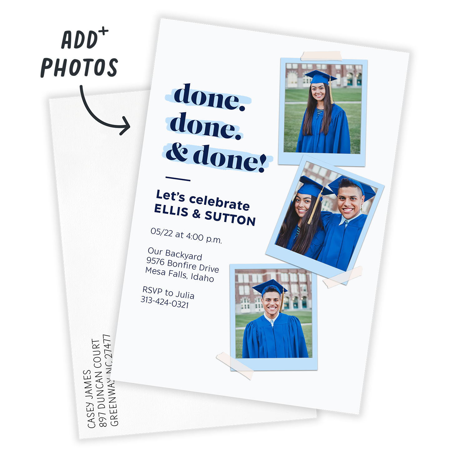 Done Done & Done! Scrapbook Photo Collage Graduation Invitation, , large image number 2