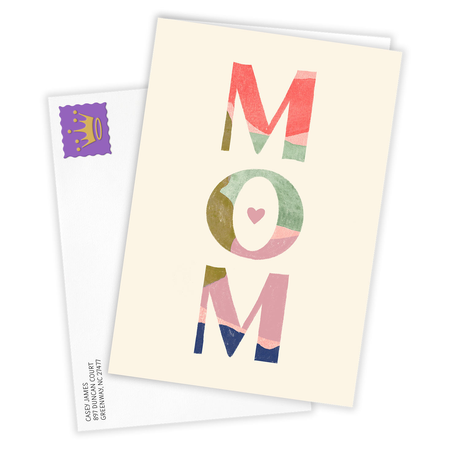 Colored Letters Personalized Mother's Day Card Card Front with Envelope image number 2