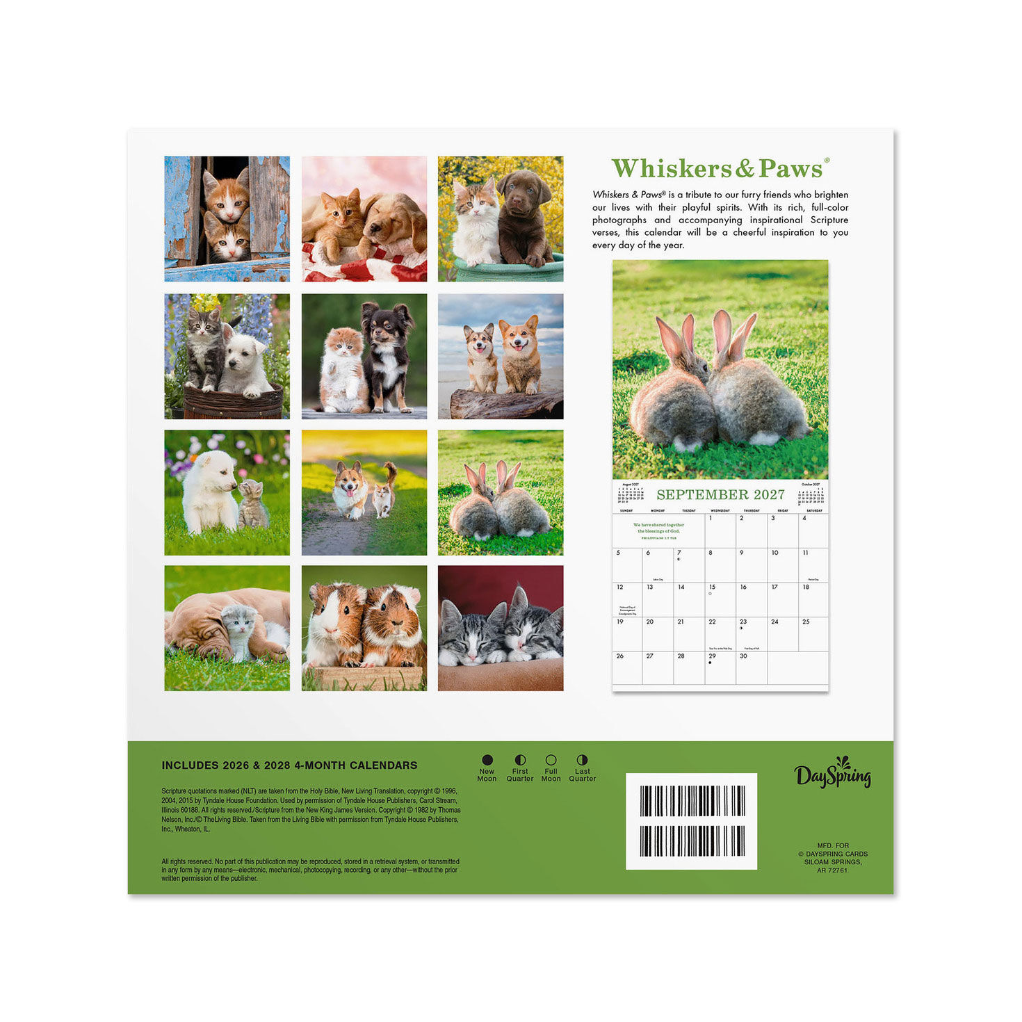 Cute Household Pets 7x7 Mini Wall Calendar back image number 2