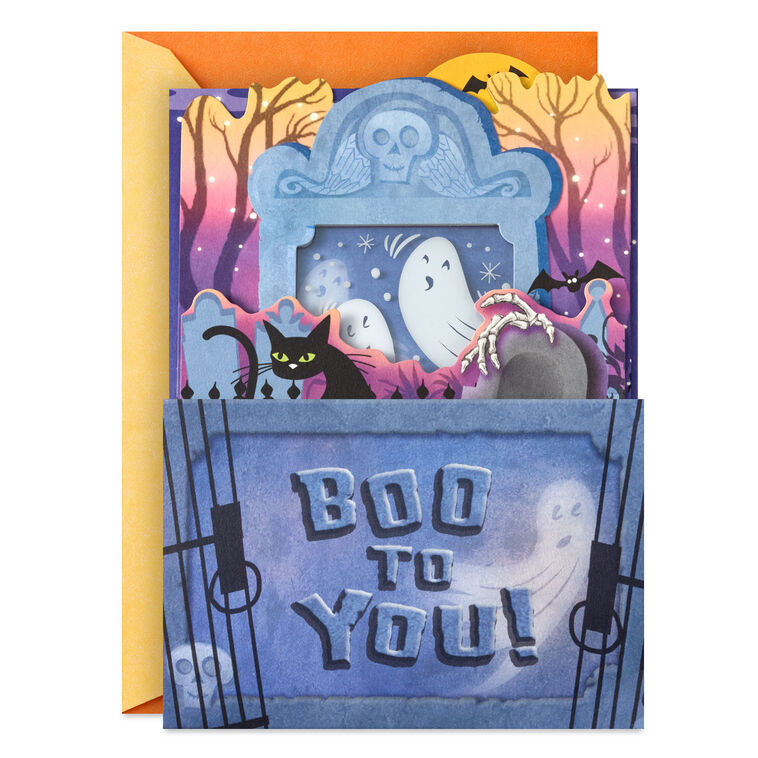 Ghosts in the Graveyard Musical Pop-Up Halloween Card With Light, , large image number 2