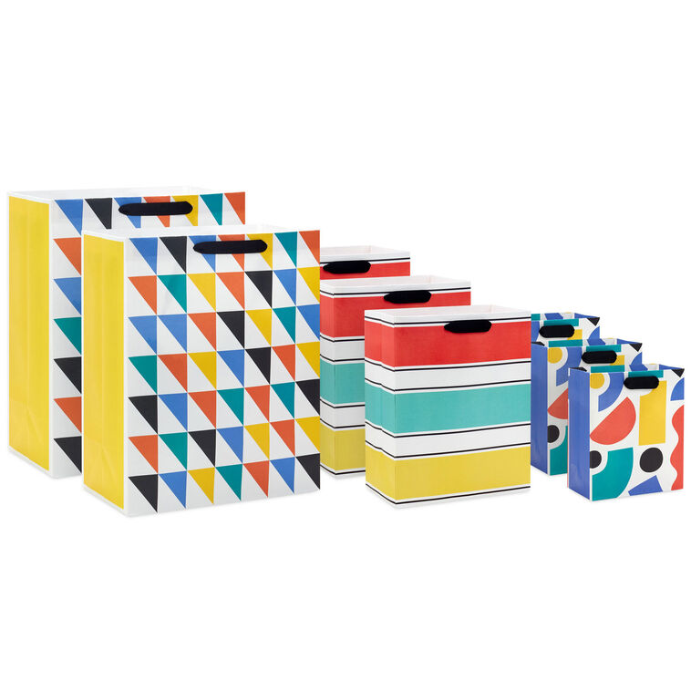 Geometrics on White 8-Pack Assorted Gift Bag Bundle