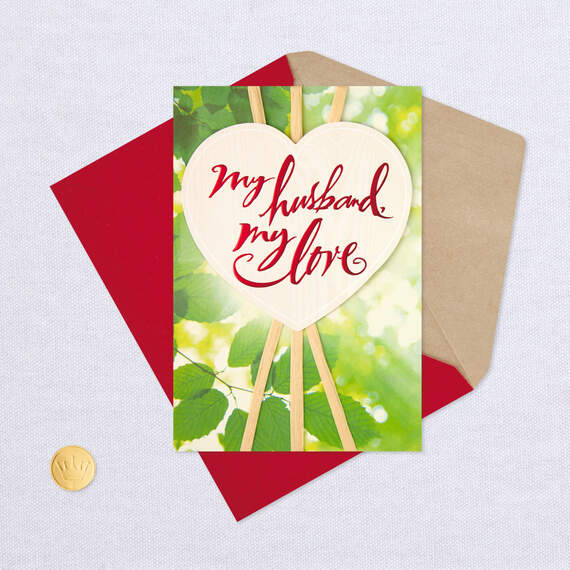 Heart On Green Leaves Valentine's Day Card for Husband, , large image number 7