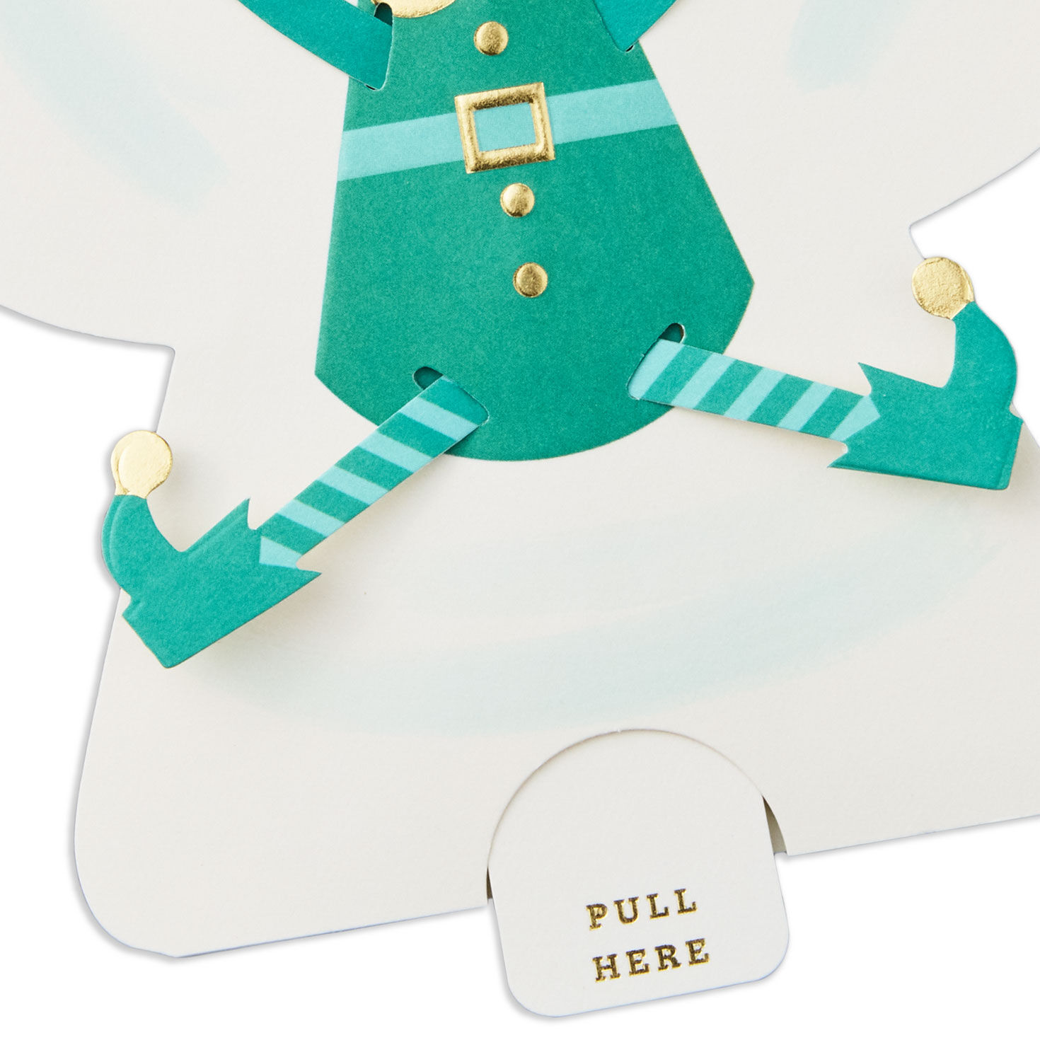 Green Elf Snow Angel Christmas Card with Motion Card Front Detail image number 4