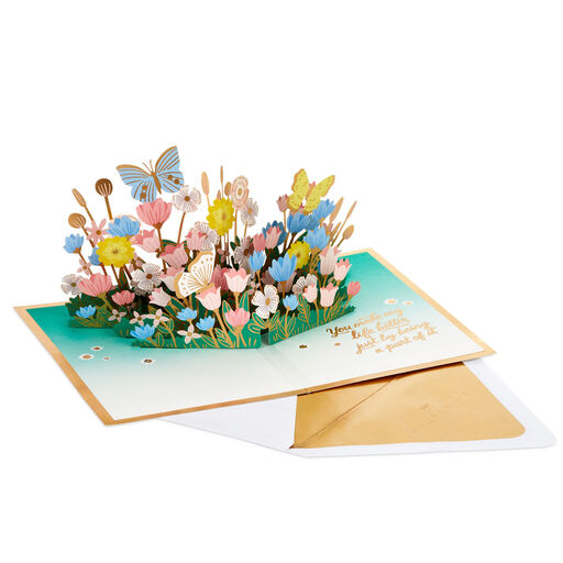 Thankful for You Butterflies and Flowers Pop-Up Card, 