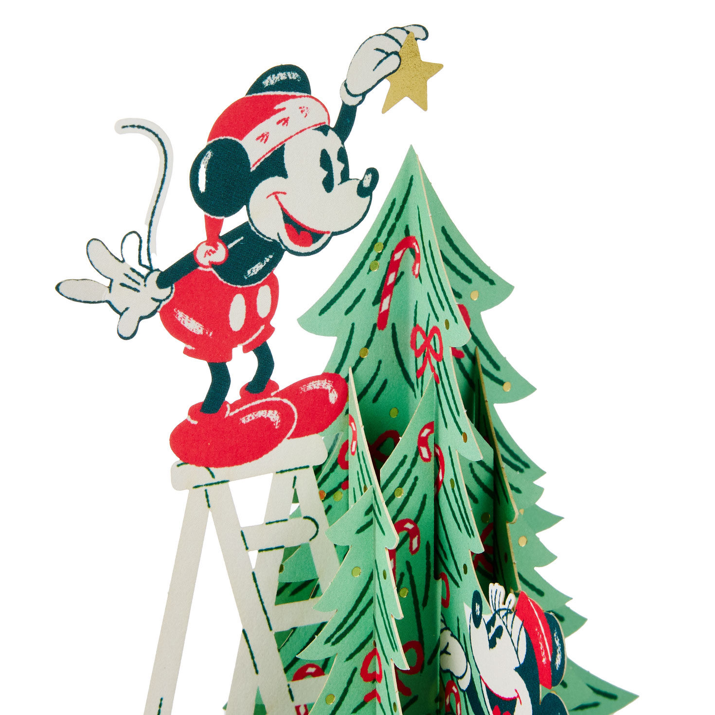 Mickey and Minnie Tree Musical 3D Christmas Card upclose detail image number 7
