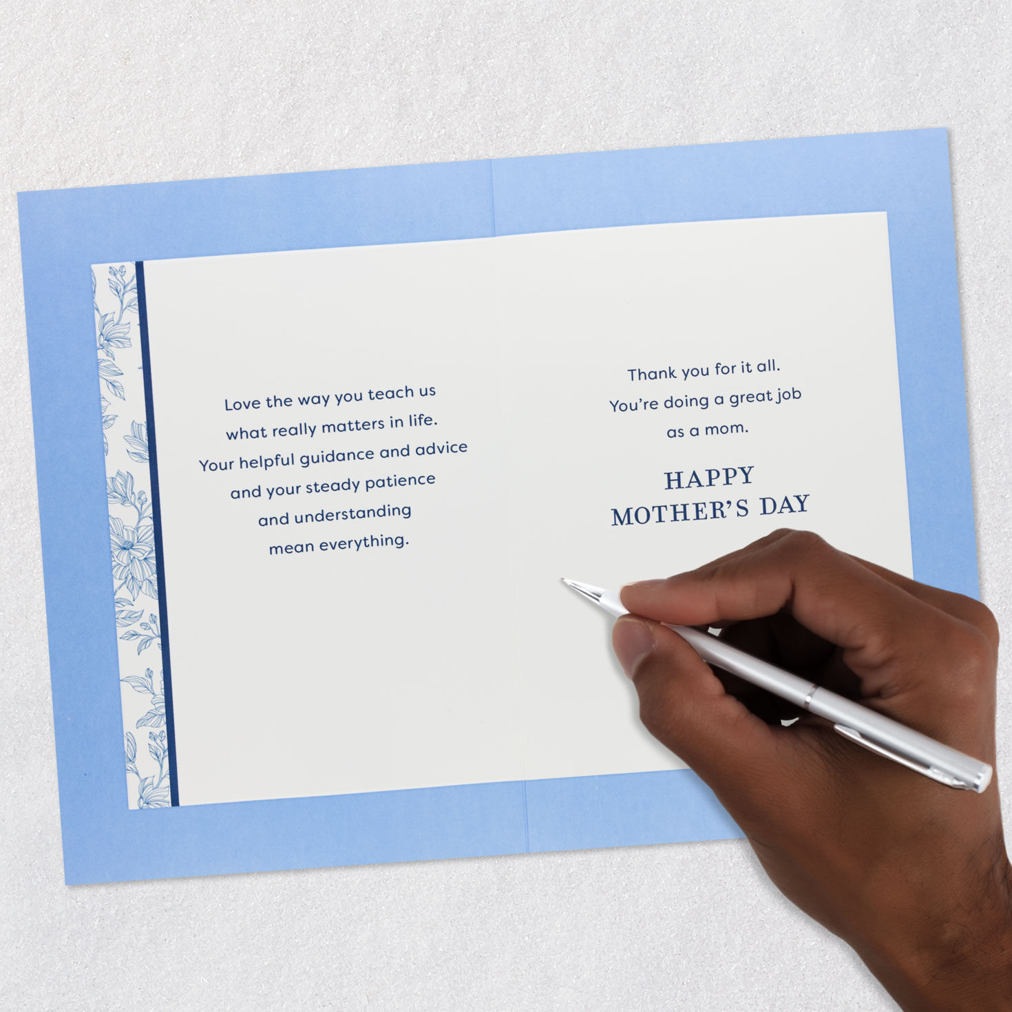 Gold Heart With Navy Bow Mom Mother's Day Card Signing card image number 7