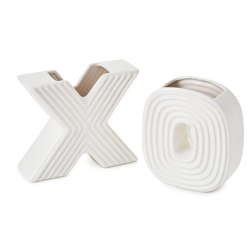 X and O Ceramic Vases, Set of 2, 