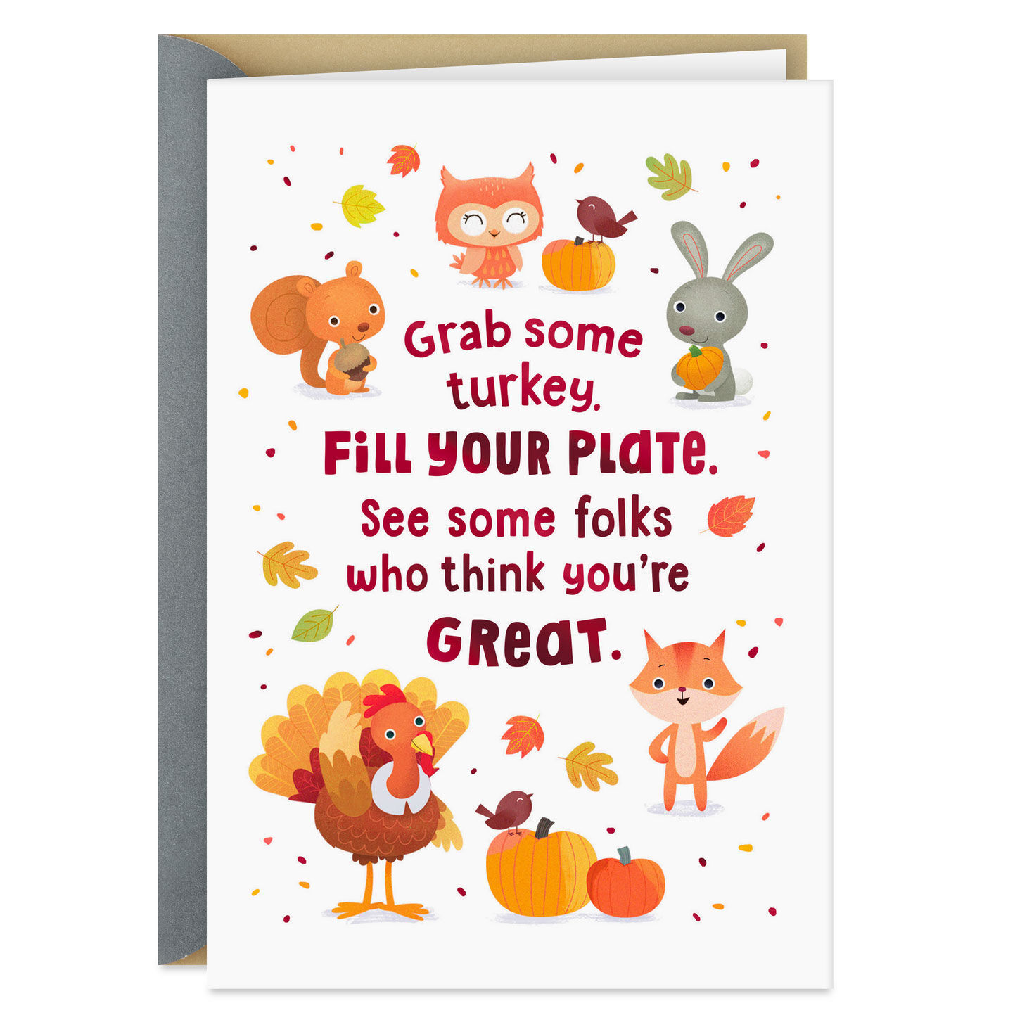 Cute Critter Poem Thanksgiving Card for Kids