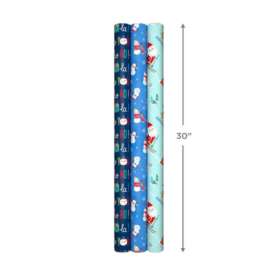 Santa and Friends 3-Pack Reversible Christmas Wrapping Paper, 120 sq. ft., , large image number 8