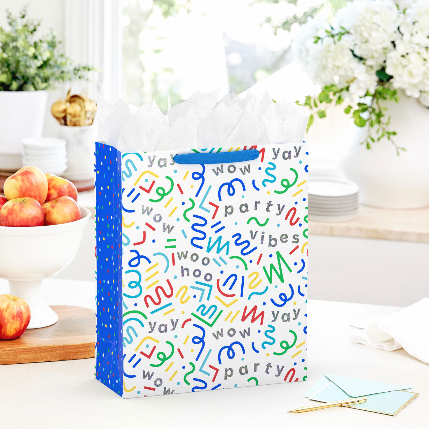 Colorful Streamers Party Time XL Gift Bag in use image number 2