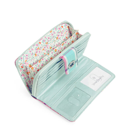 Vera Bradley RFID Turnlock Wallet in Pastel Plaid, 