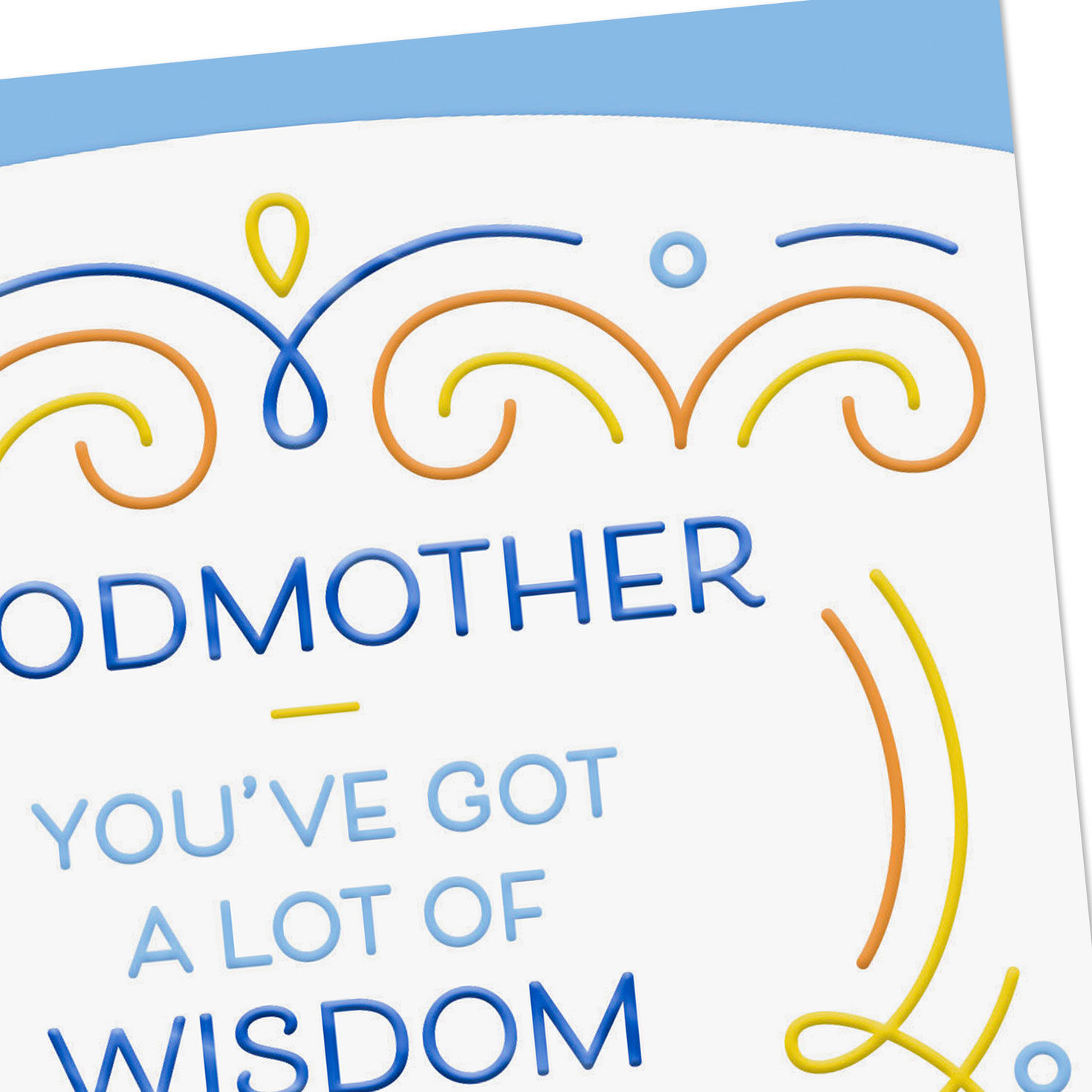 Blue and Gold Flourishes Godmother Birthday Card Card Front Detail image number 4