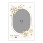 Gold Snowflakes Oval Photo Personalized Holiday Card Card Front indicating personalization image number 5