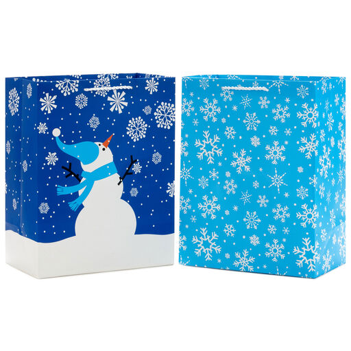 11.5" Snowy Scenes 2-Pack Large Holiday Gift Bags, 