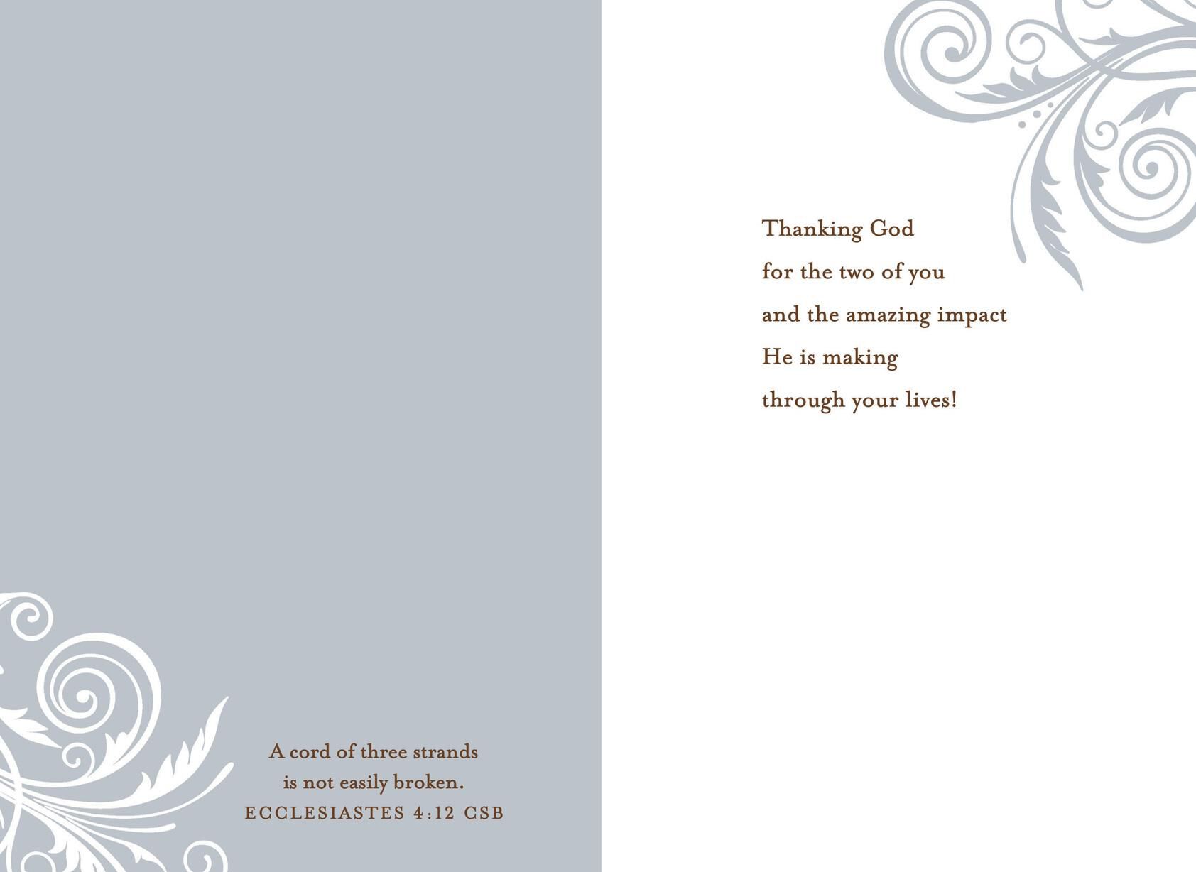 Thanking God for You Clergy Appreciation Card for Couple